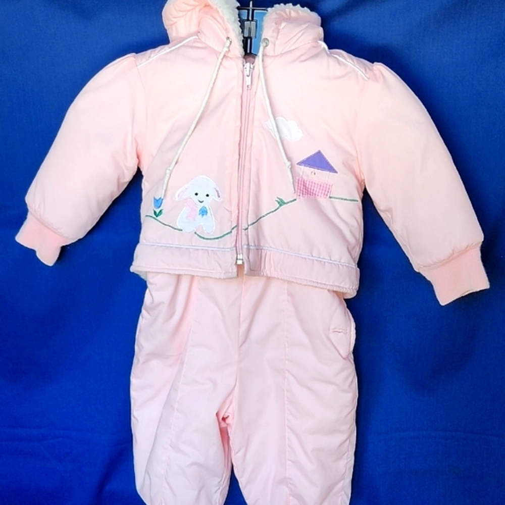Tidykins Adorable Pink Baby Snowsuit with Embroidered Design